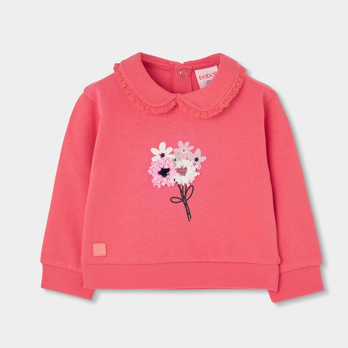 Sweat-shirt molleton fille imprimé fleurs pink, BOBOLI