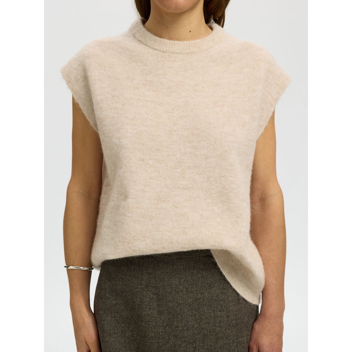 Gilet Tricoté gris - birch1, SELECTED