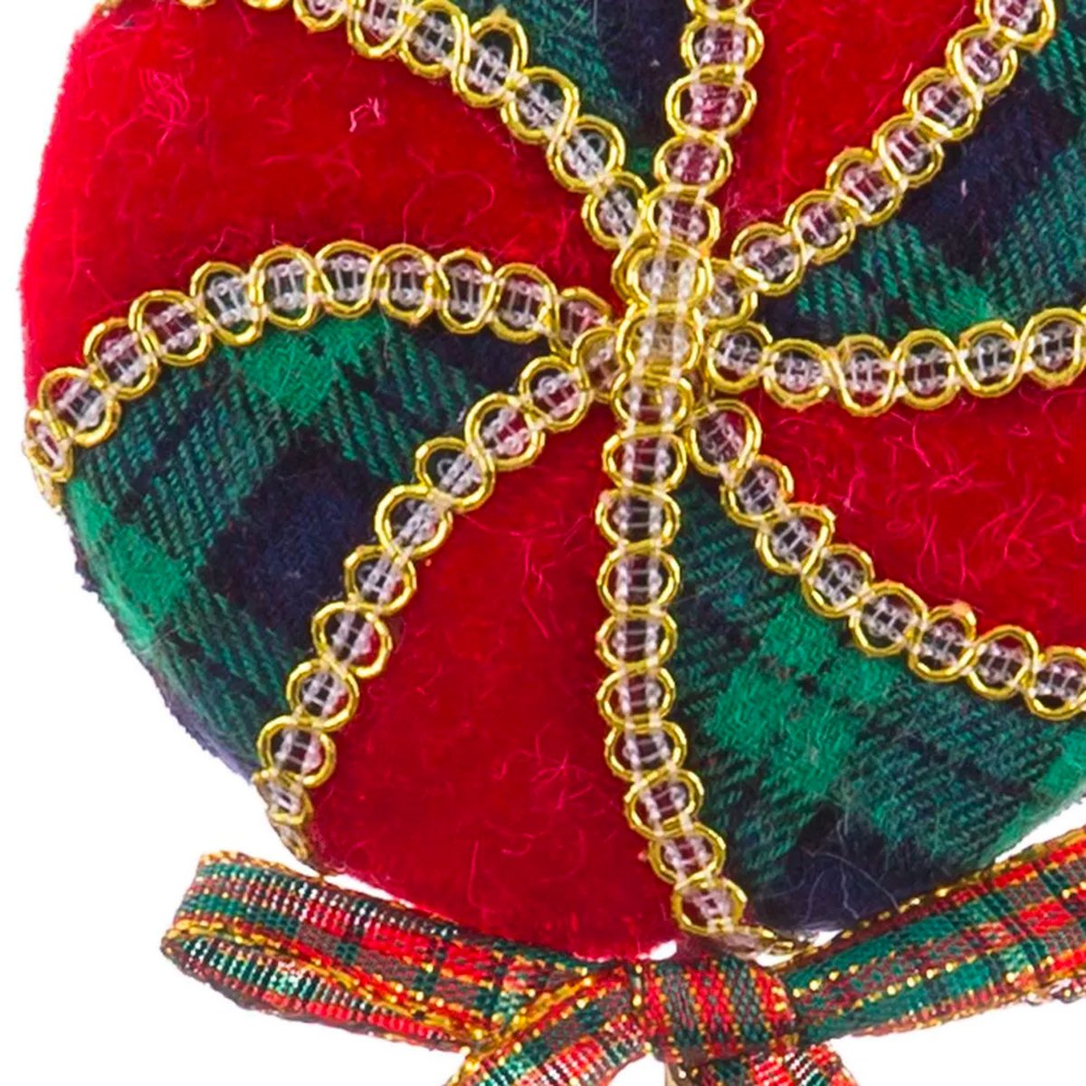 Décoration sapin de noël à suspendre sucette tissu 8.5x1.5x24cm rouge, WADIGA