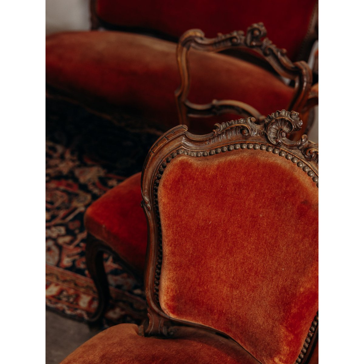 Salon style Louis XV Ernest N°1612 - Bon état bois foncé, DEBONGOUT
