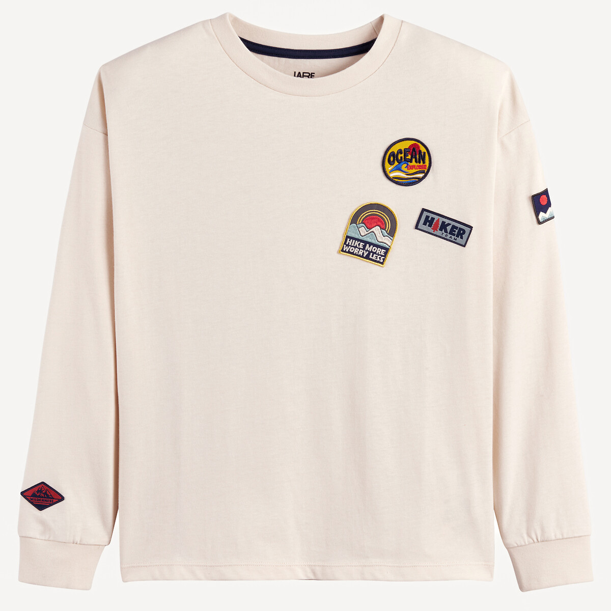 T-shirt manches longues avec patchs ecru, LA REDOUTE COLLECTIONS