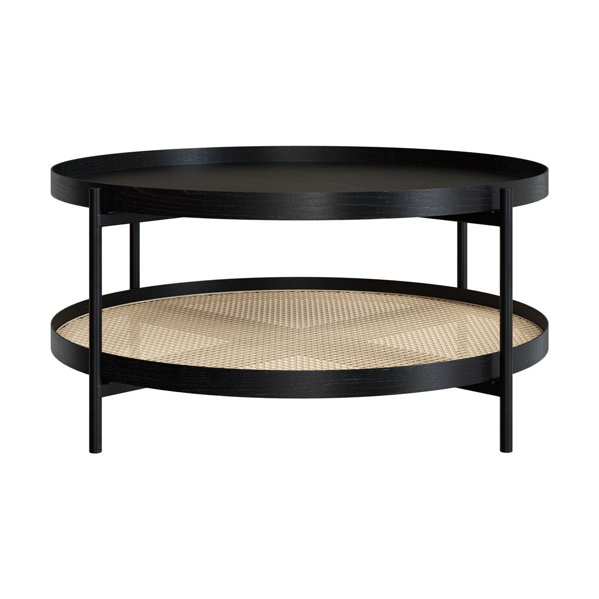 Table basse en cannage de mindi D84 cm - LUKUT noir, MAISON PAVANE