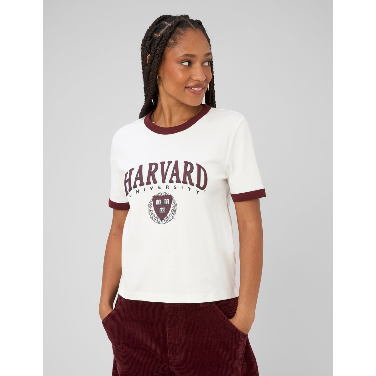 T-shirt imprimé licence harvard blanc écru, BZB