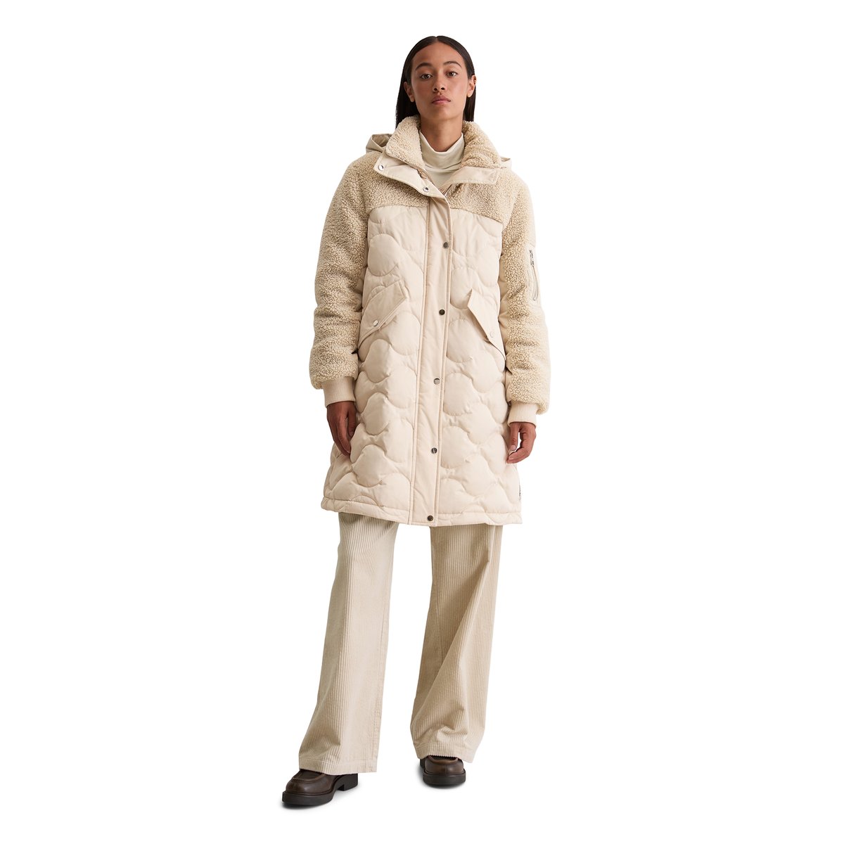 Parka en duvet relaxed avec des détails décontractés en peluche Teddy beige, MARC O'POLO