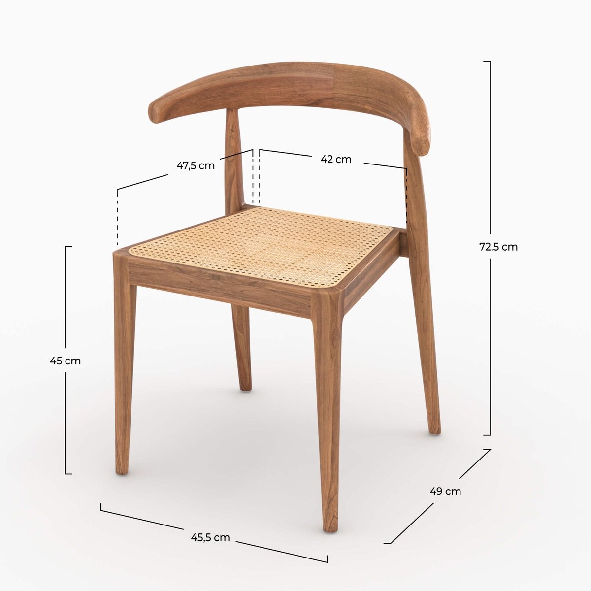 Lot de 2 chaises en bois de teck et cannage en rotin - ALIA marron, MAISON PAVANE
