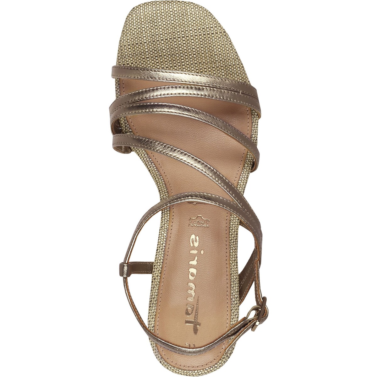 Sandalen met hak, in leer brons, TAMARIS