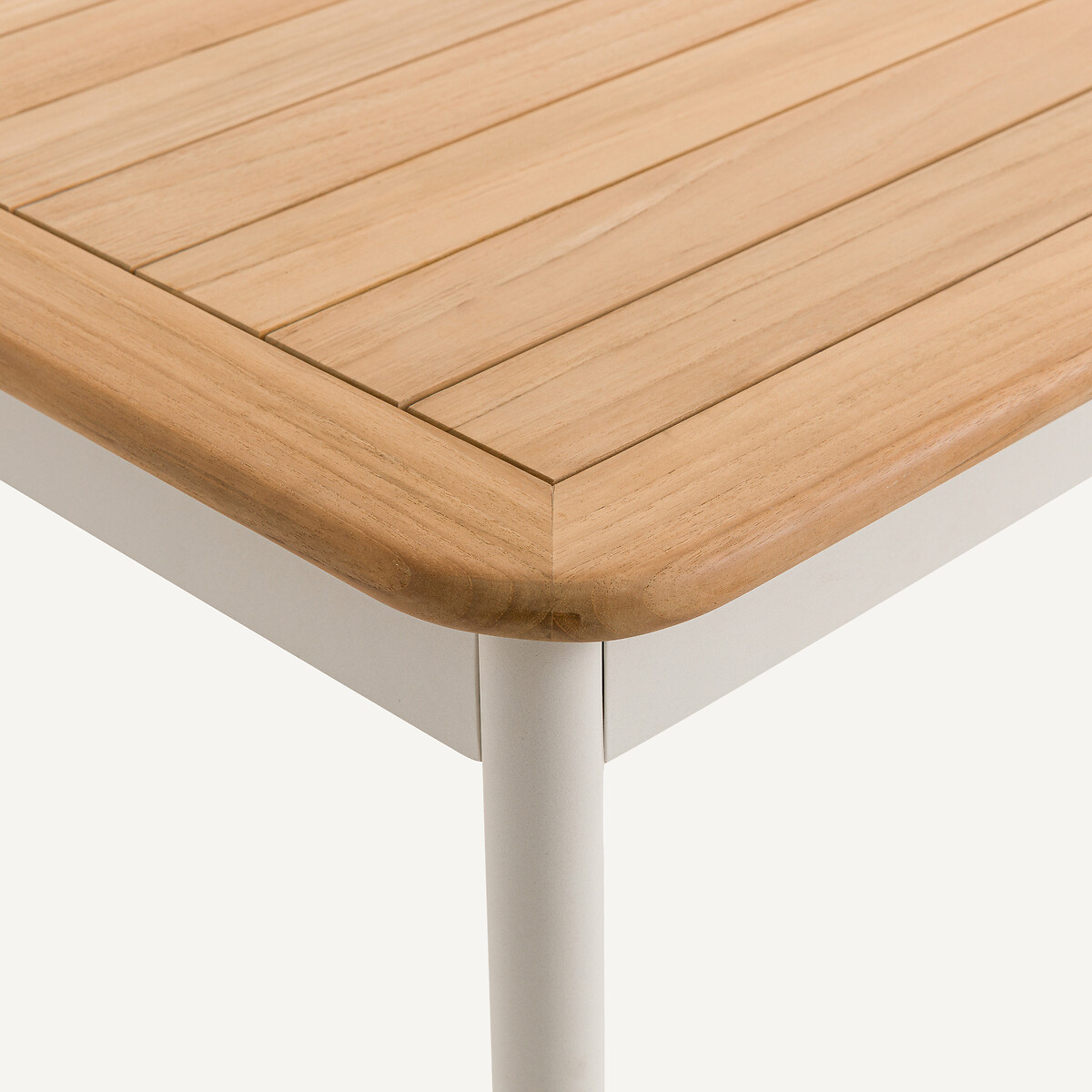 Mesa de jardín extensible, aluminio y teca, Isabbo blanco, AM.PM