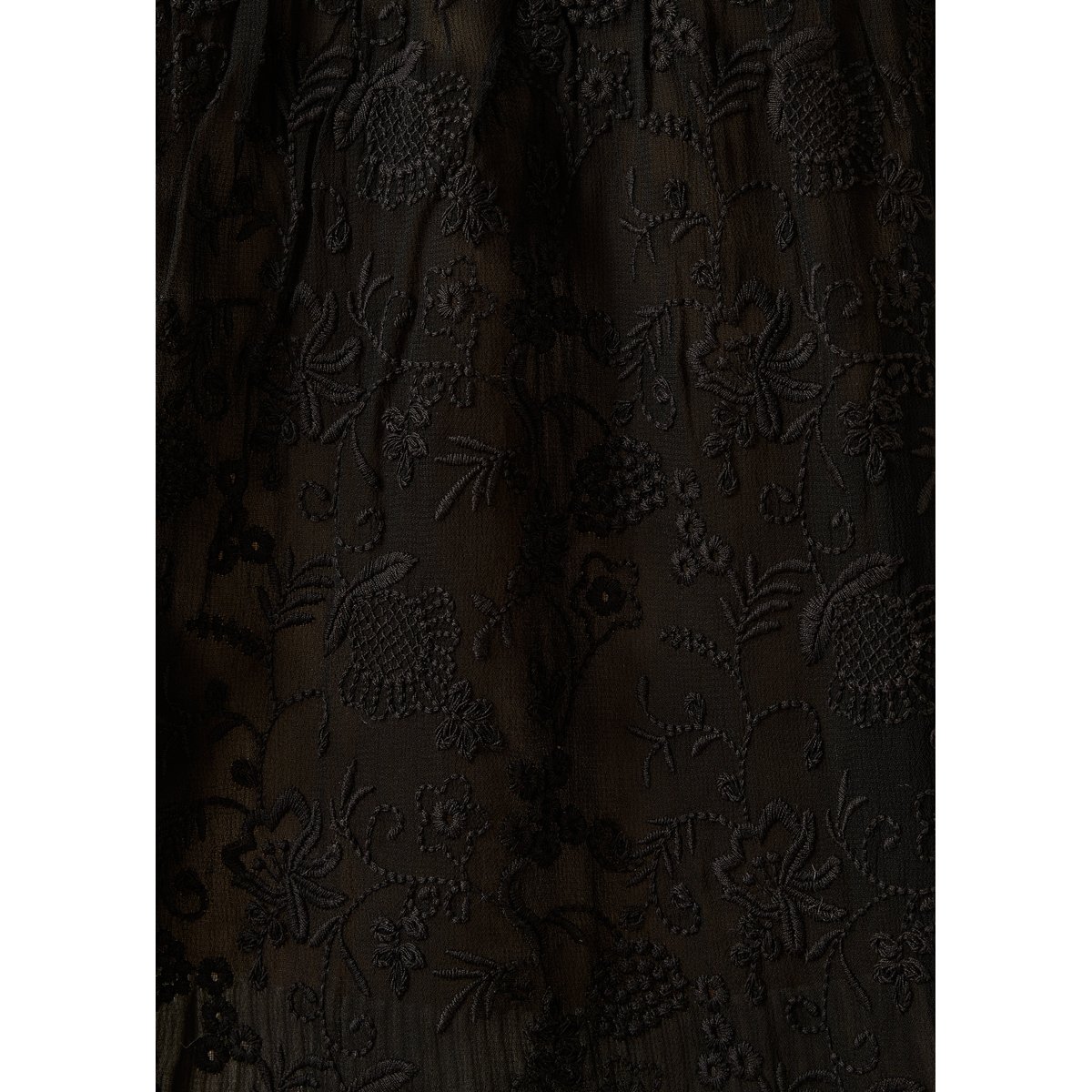 Chemise brodée manches longues noir, LA FEE MARABOUTEE