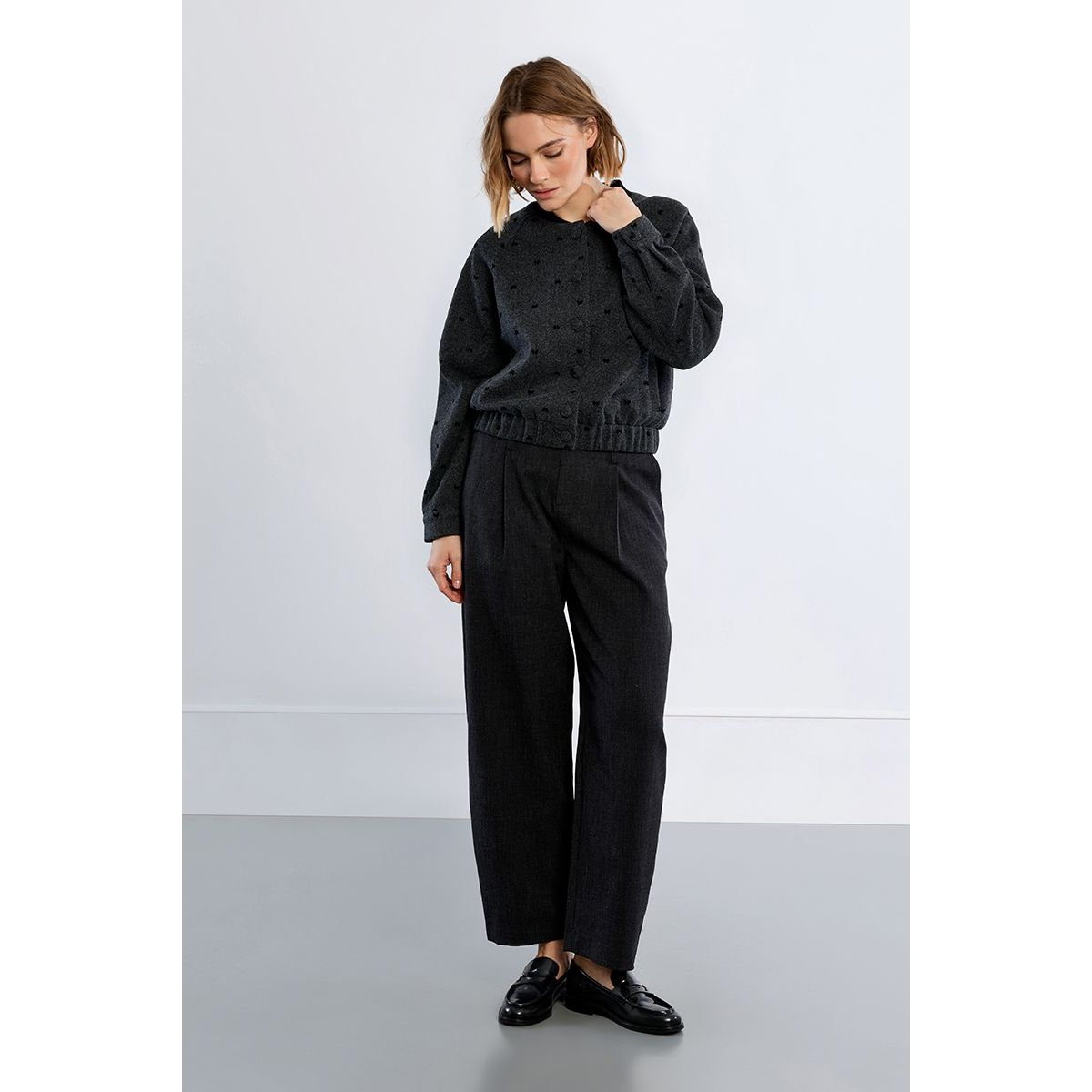 Bomber rayé, détails nœuds dark grey, LILI SIDONIO