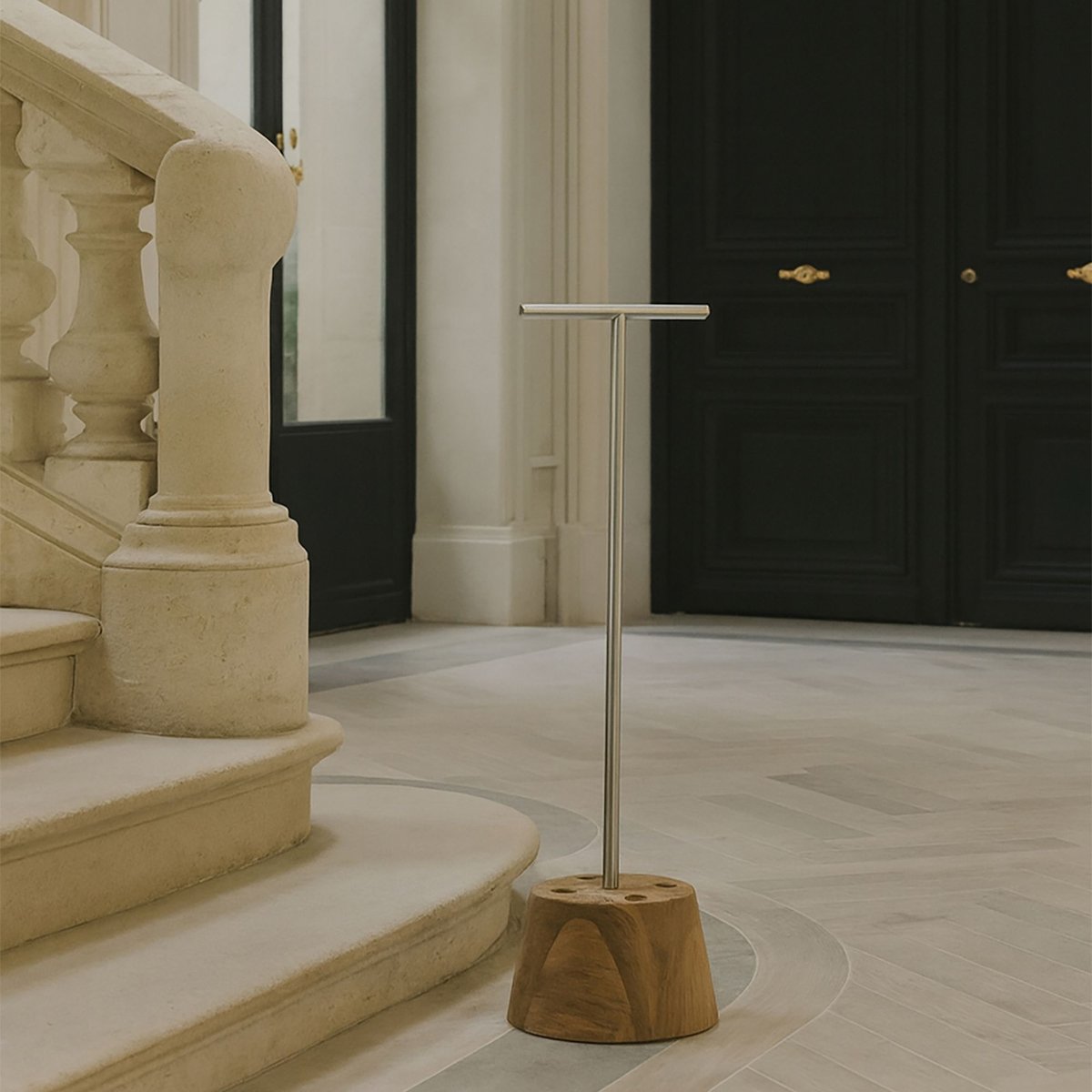 Porte parapluie en teck et acier inoxydable, GAPO naturel, NOW'S HOME