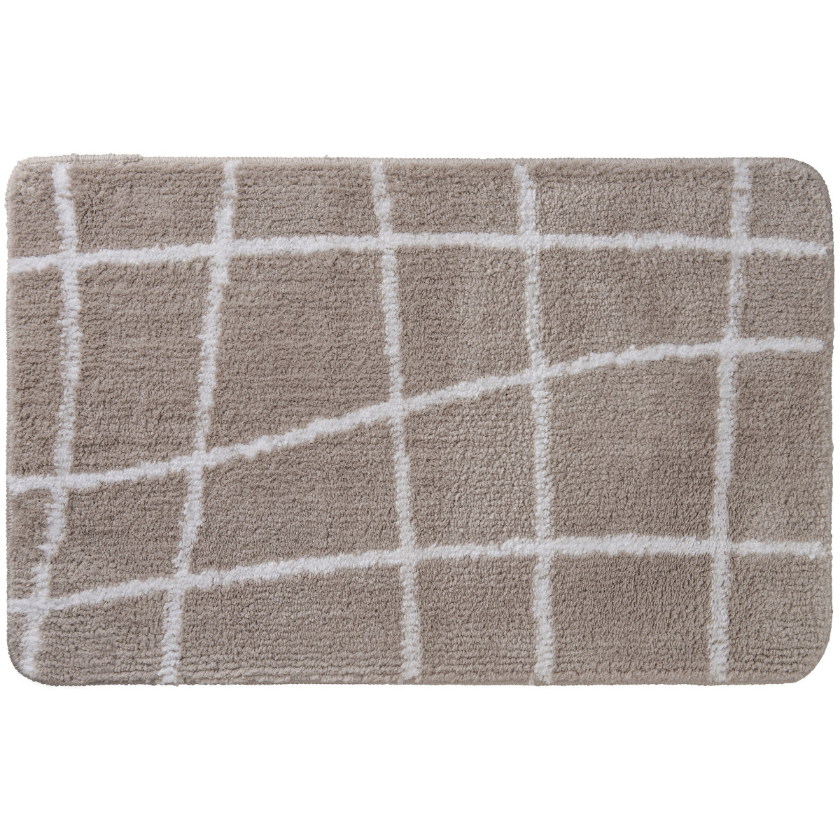 Tapis de bain antidérapant à carreaux ASYMETRIE taupe, GUY LEVASSEUR