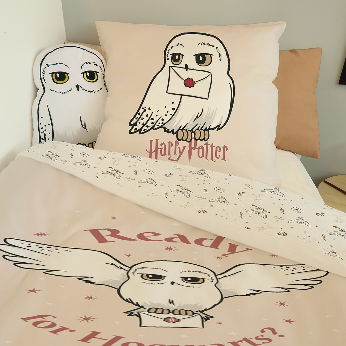 Parure de lit coton, Hedwige imprimé, HARRY POTTER