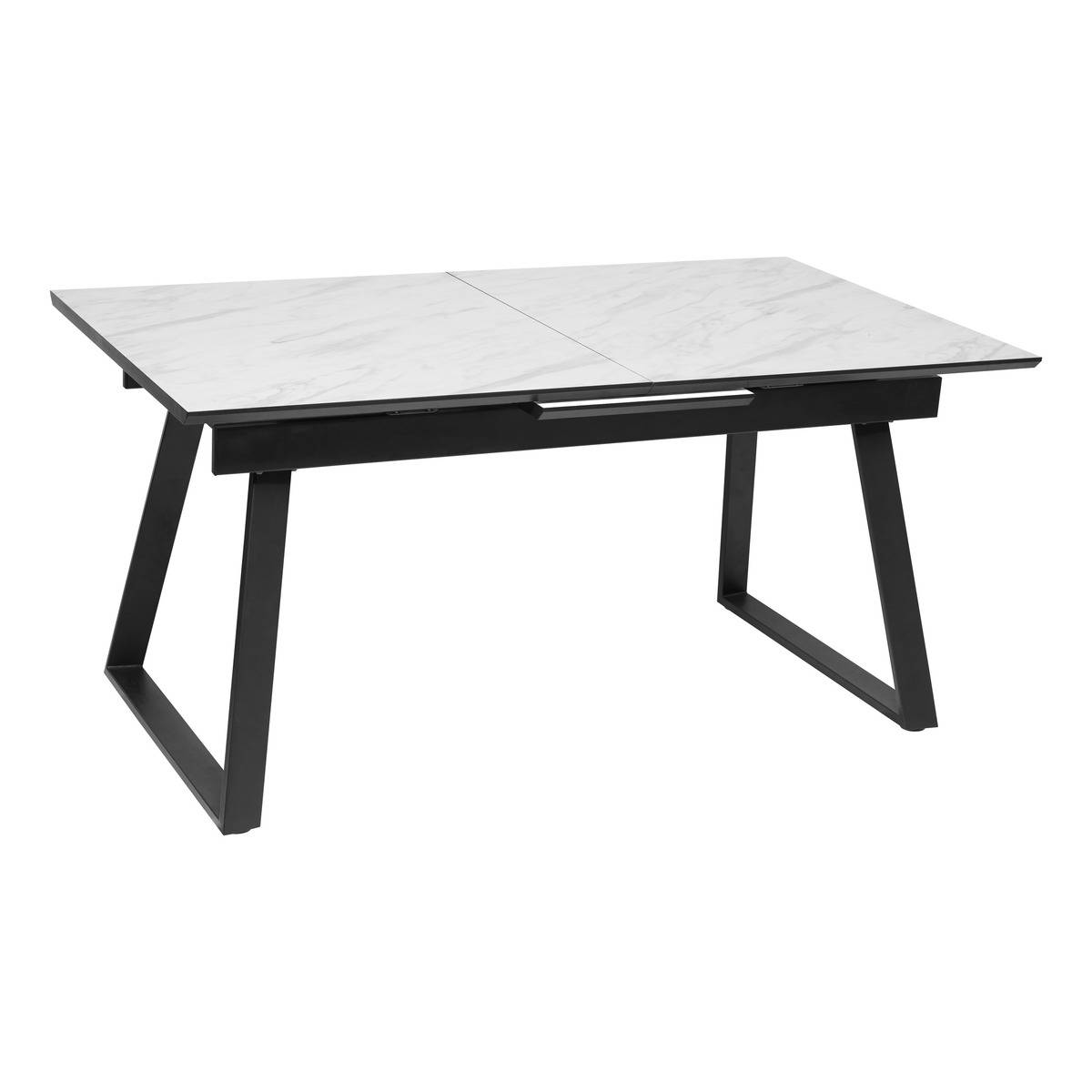 Table à manger 4 places extensible plateau effet marbre CAMBURI blanc, ATMOSPHERA