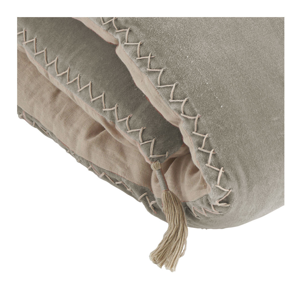 Futon en velours gris, BLANC D’IVOIRE