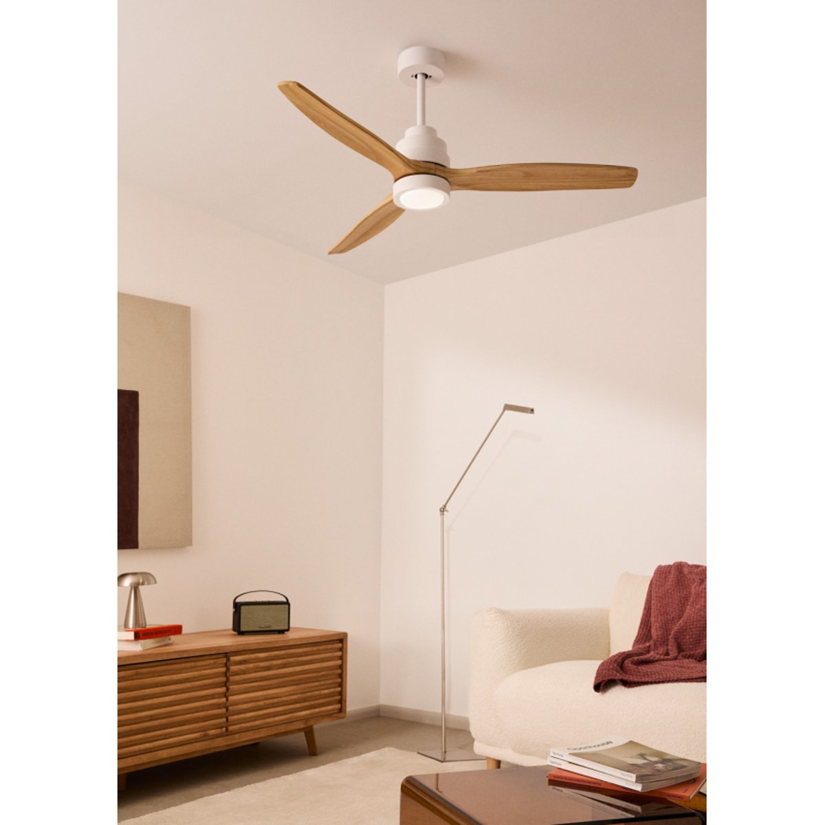 Ventilateur de plafond 40W  avec lumière avec Wi-Fi WIND STYLANCE NATURAL WOOD blanc/bois naturel, CREATE