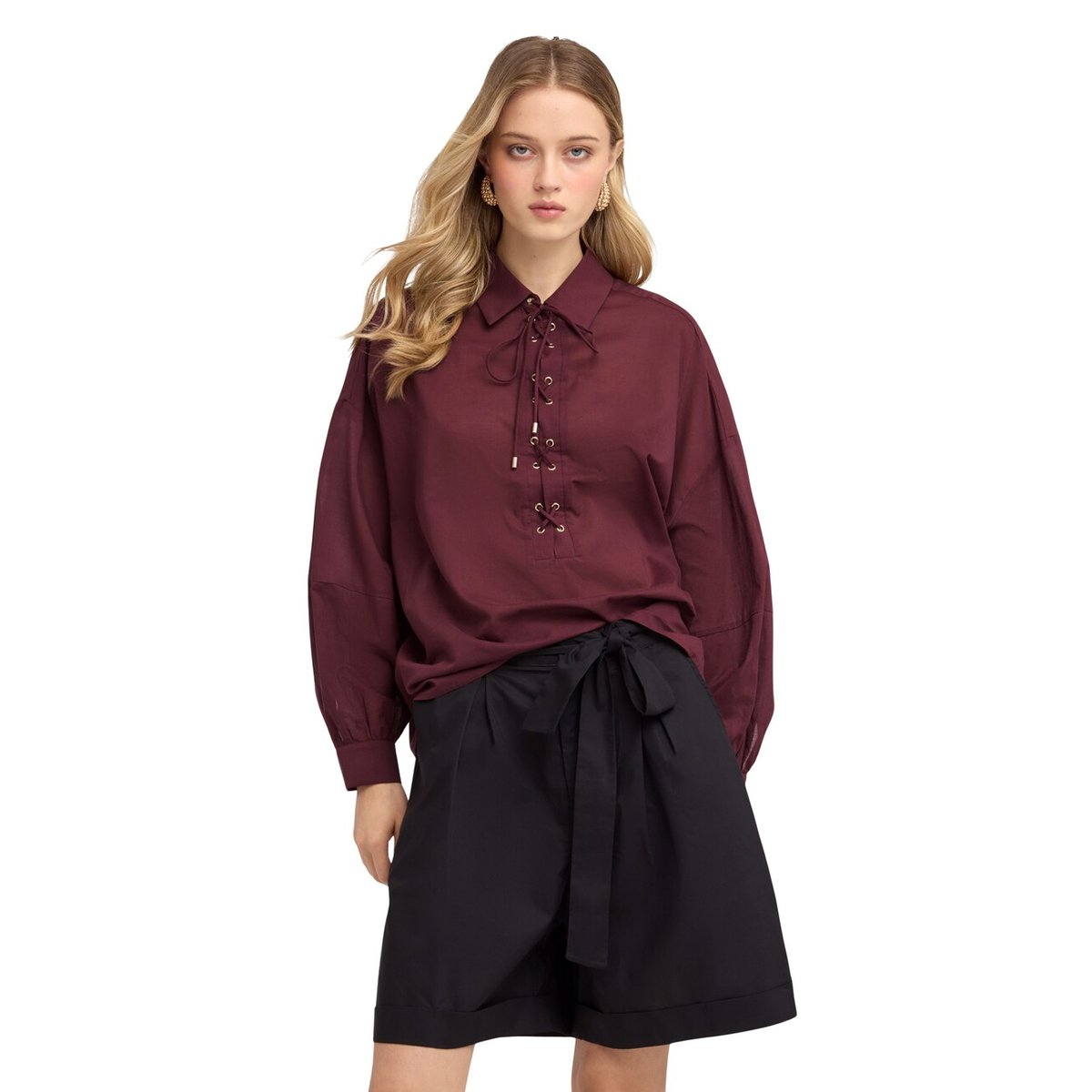 Chemise oversize avec lacets violet, MOTIVI