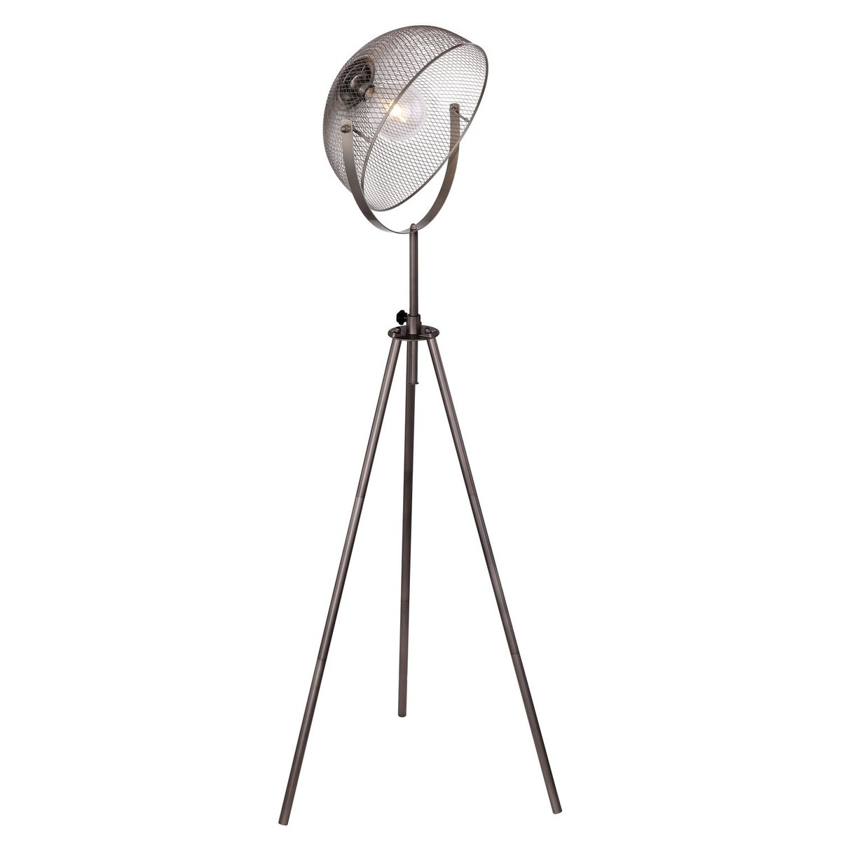 Lampadaire trépied style cinéma en métal design vintage MONIG gris foncé, GLOBO LIGHTING