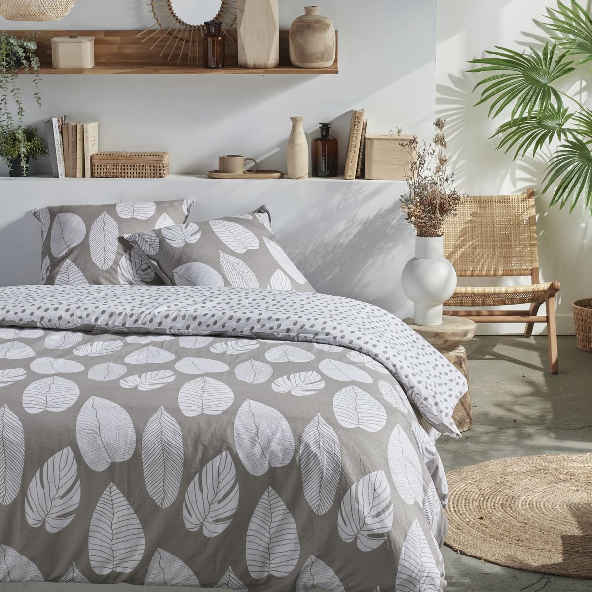 Parure de lit zippée imprimé Floral coton MAWIRA AUGUSTINE beige, TODAY