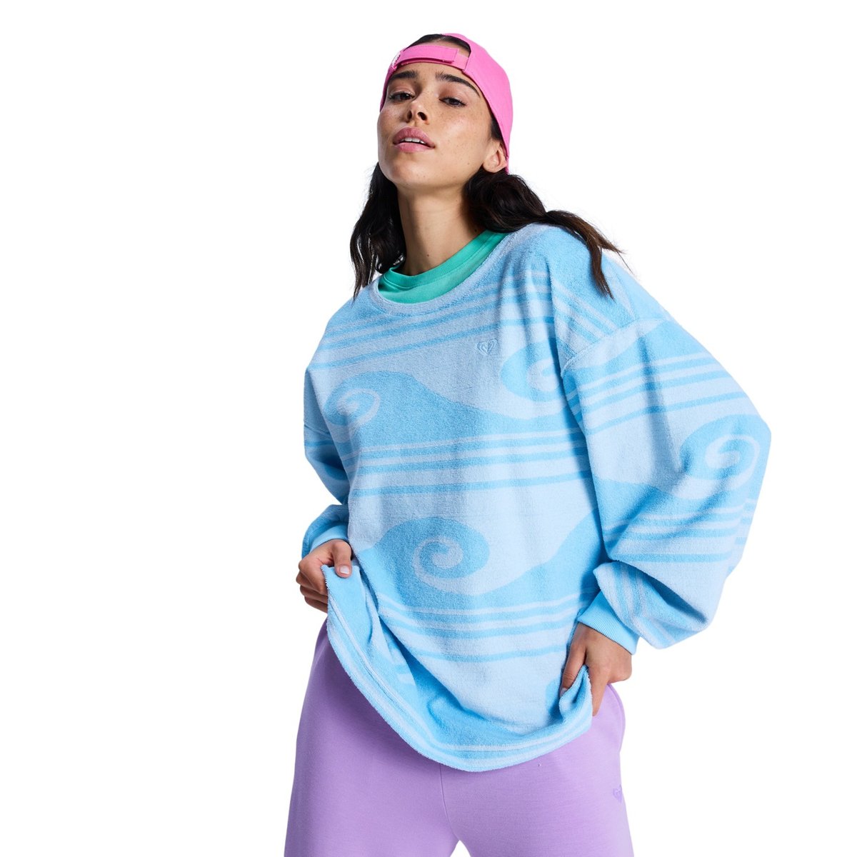 Sweat oversize en éponge MAKE IT SUNNY. bleu airy blue make a splash big, ROXY