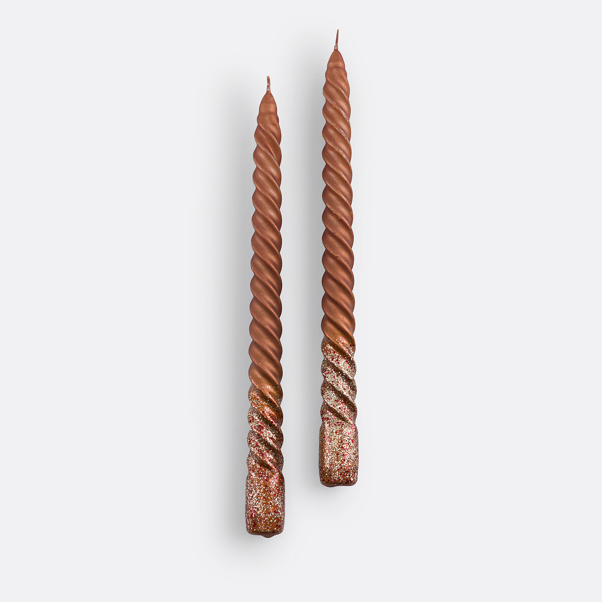 Set of 2 Caspar Glitter Twist Dinner Candles cinnamon, LA REDOUTE INTERIEURS