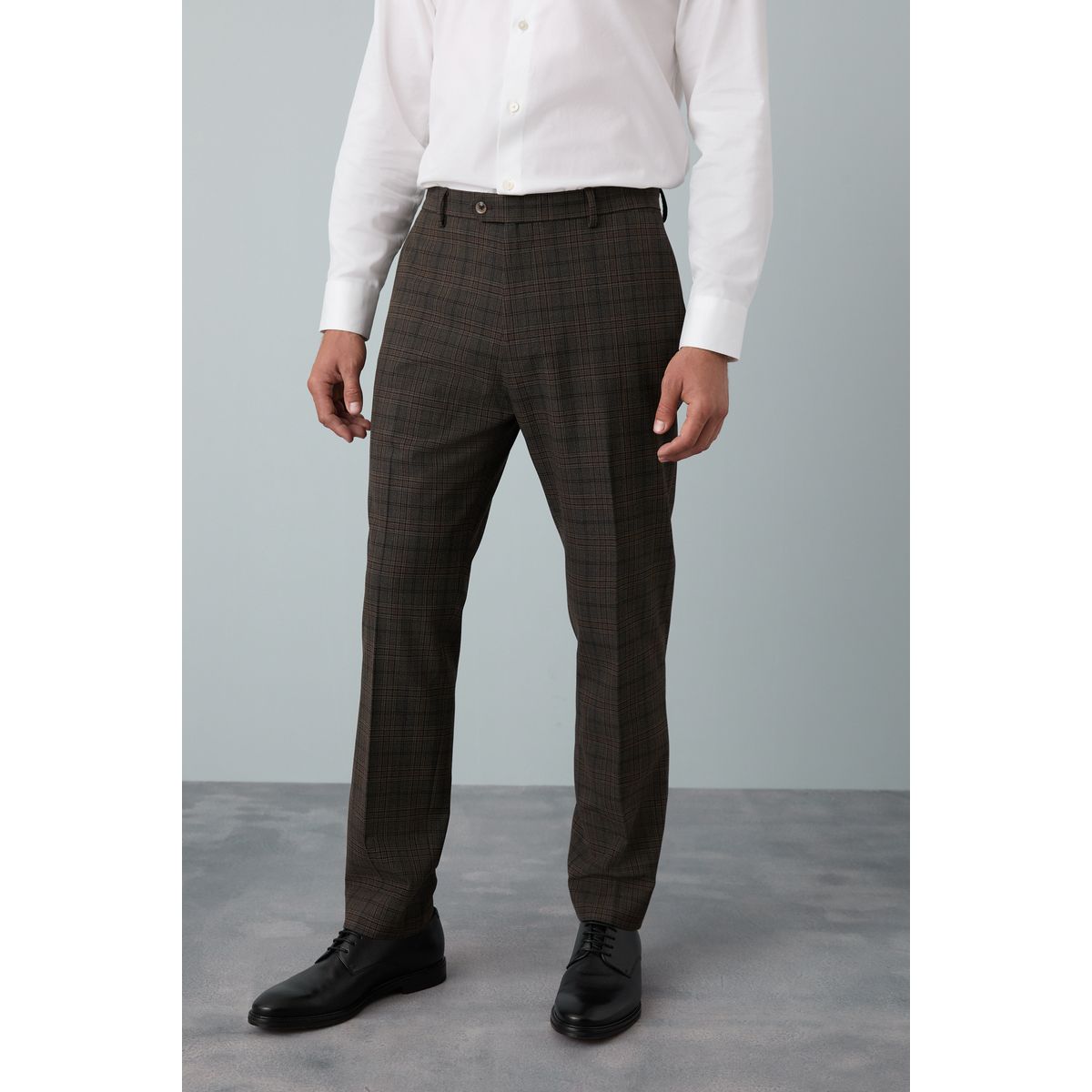 Pantalon de costume slim à carreaux et liseré marron, NEXT