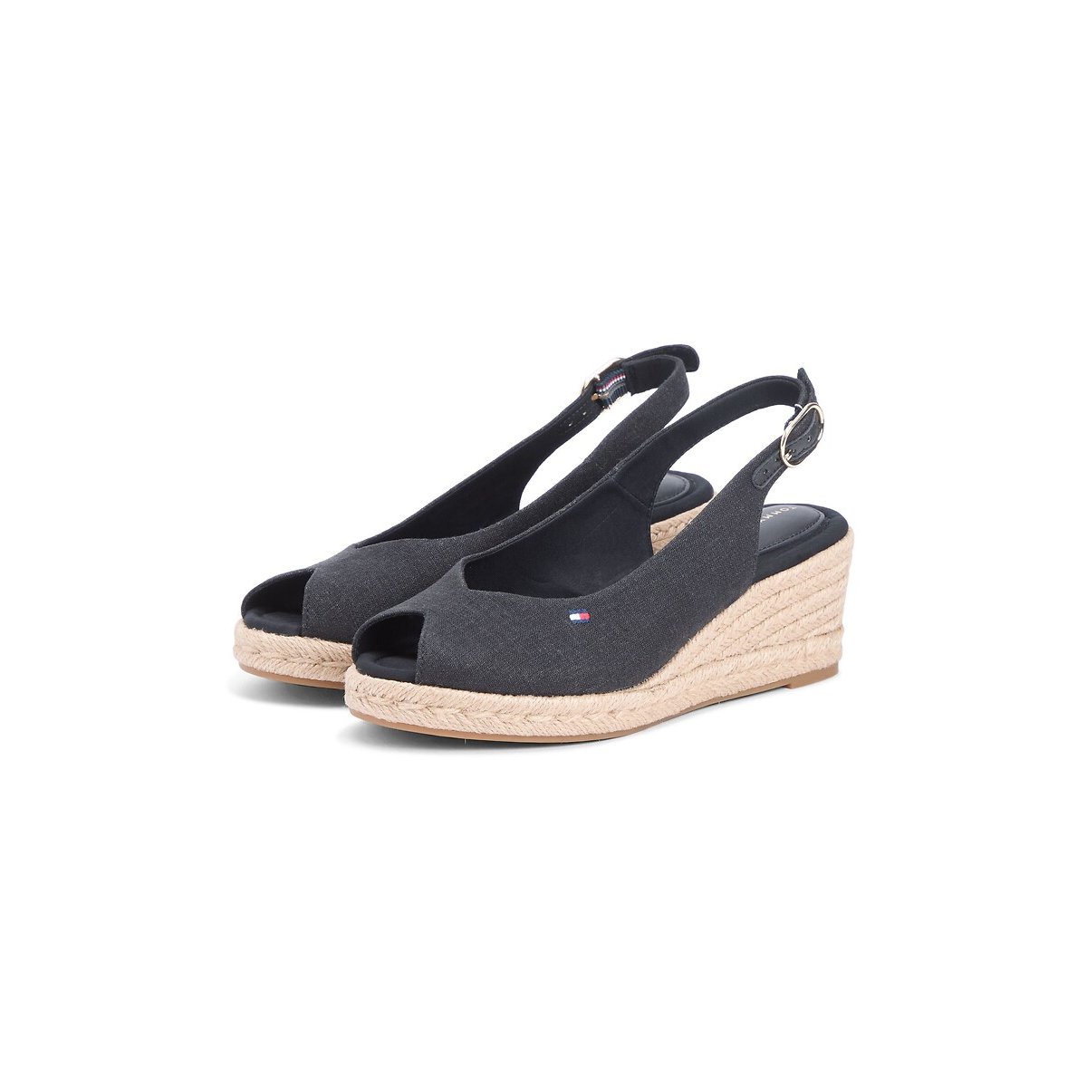 Sandales compensées slingback noir, TOMMY HILFIGER