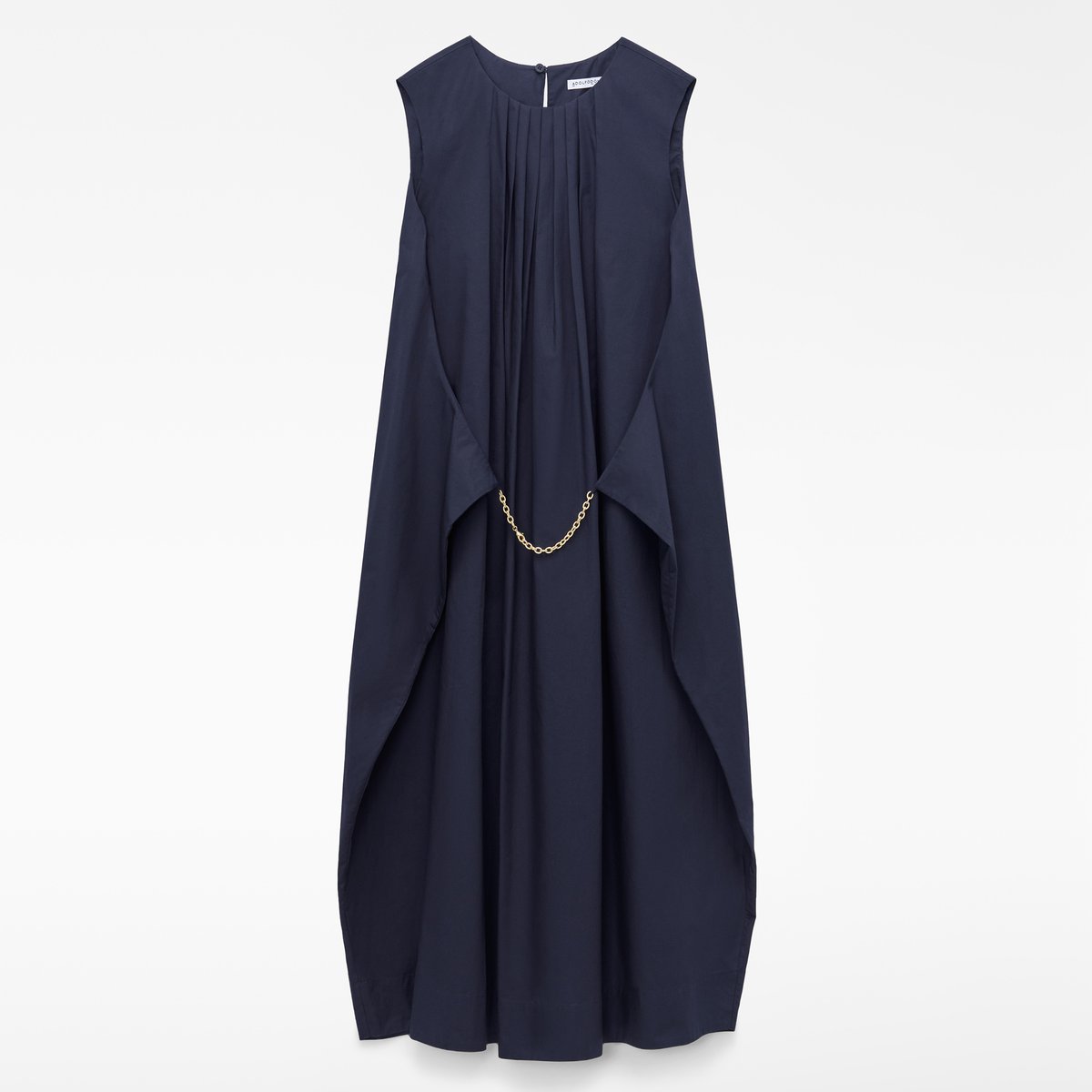 Robe en coton biologique à silhouette ballon bleu marine, ADOLFO DOMINGUEZ