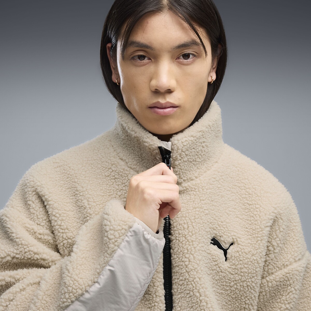 Blouson zippé en sherpa beige, PUMA
