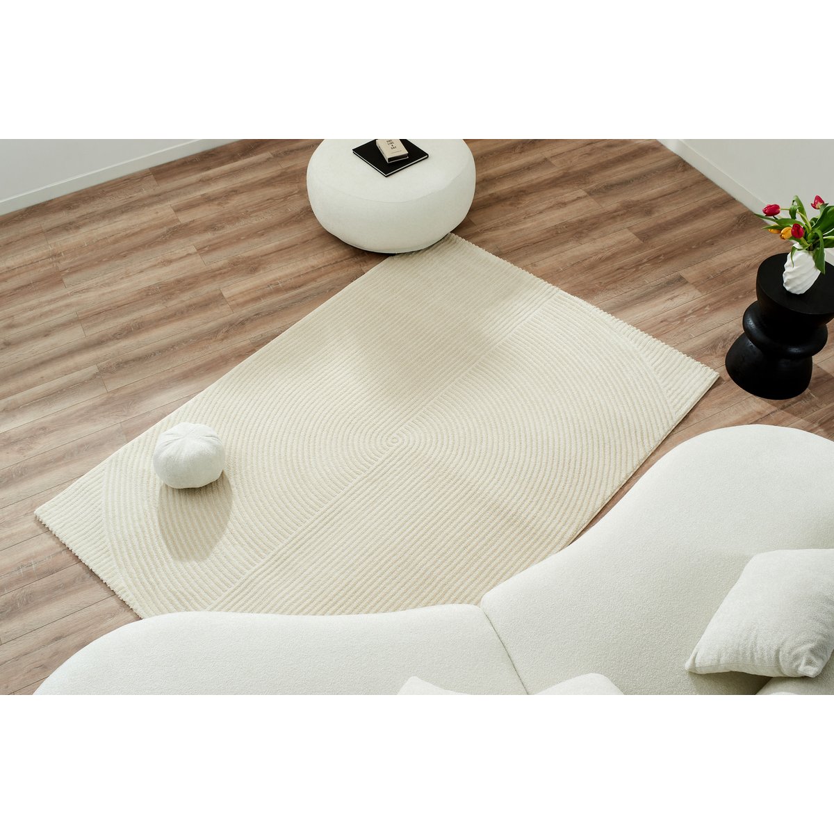Tapis de salon à motif graphique BIANCA crème, NAZAR RUGS