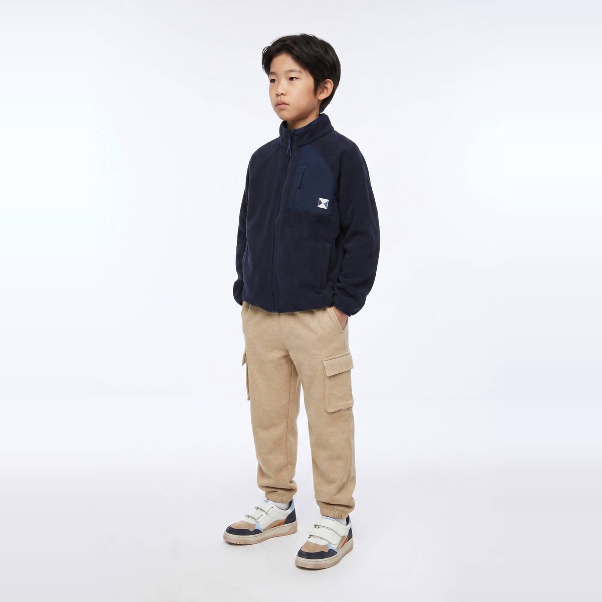 Jogging cargo en molleton uni en coton BIO GOTS etoffe, MONOPRIX
