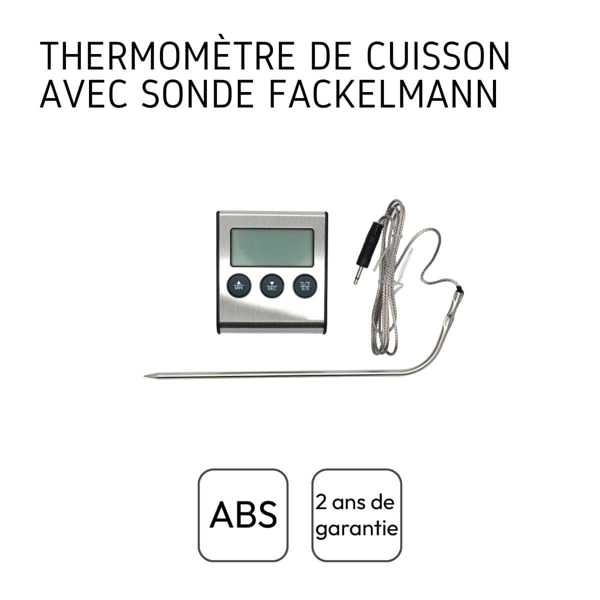 Thermomètre de cuisson digital à sonde gris, FACKELMANN