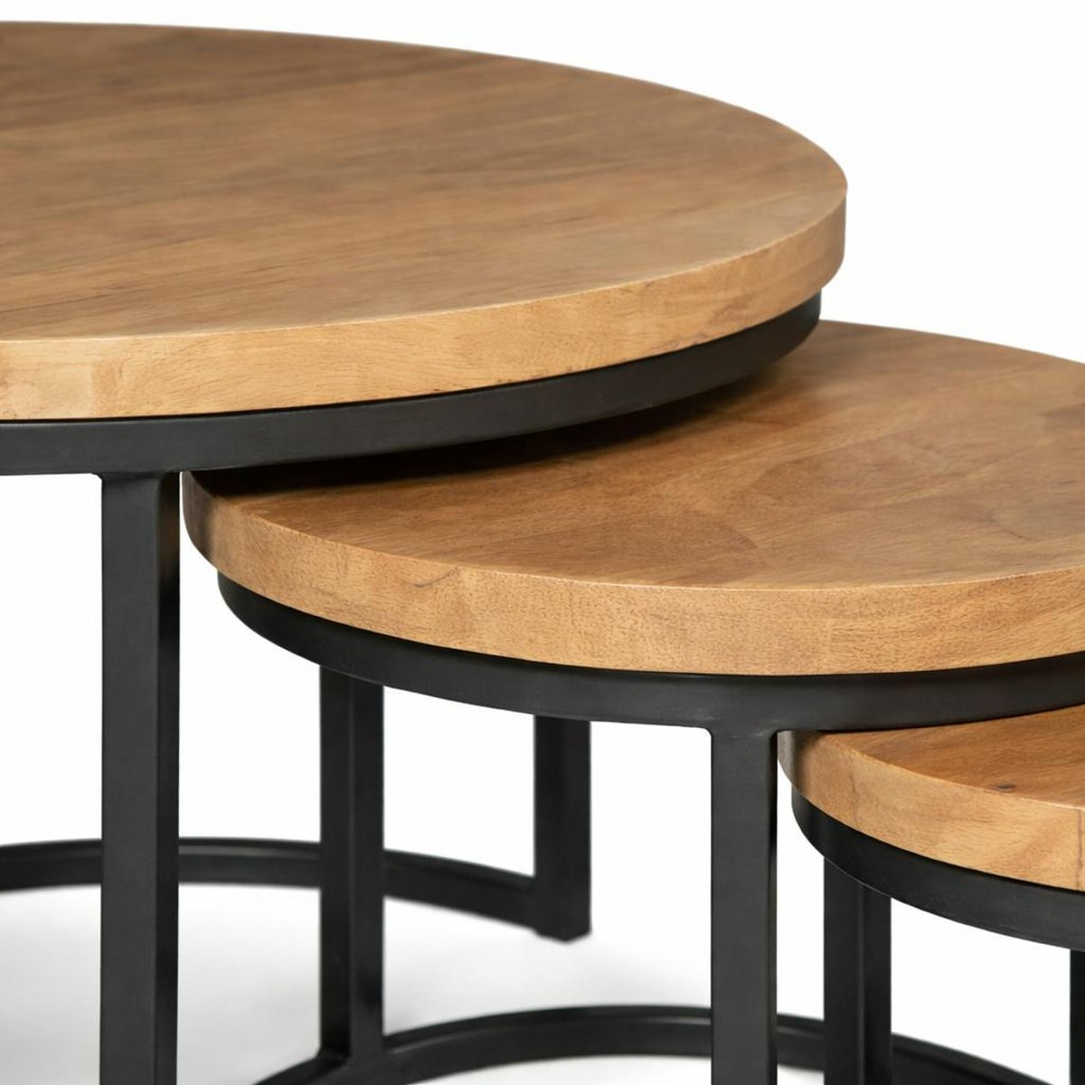 Table basse gigogne ronde en bois clair (lot de 3) RIVANO bois naturel, PIER IMPORT