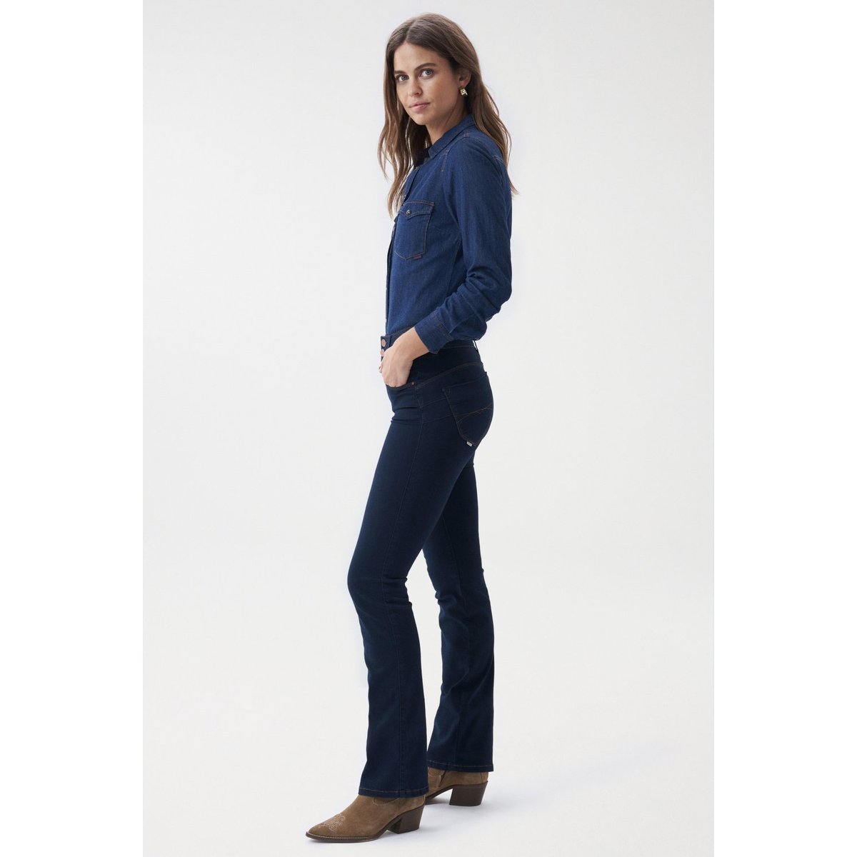 JEAN SECRET PUSH IN BOOTCUT TOUCHER DOUX bleu, SALSA JEANS