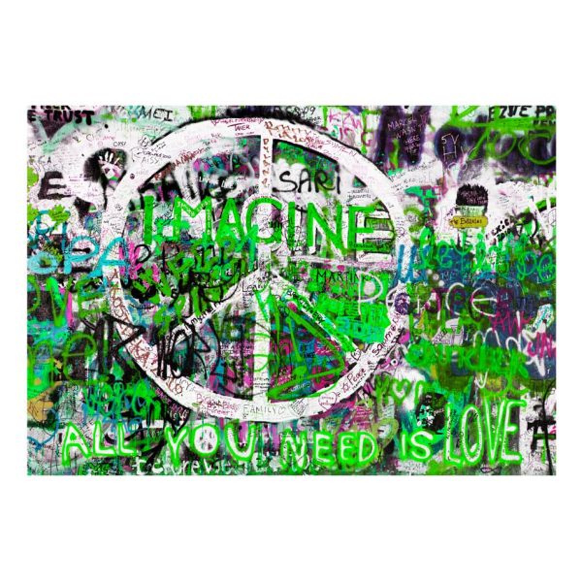 Papier peint intissé panoramique Street art Green Graffiti vert, EDEN