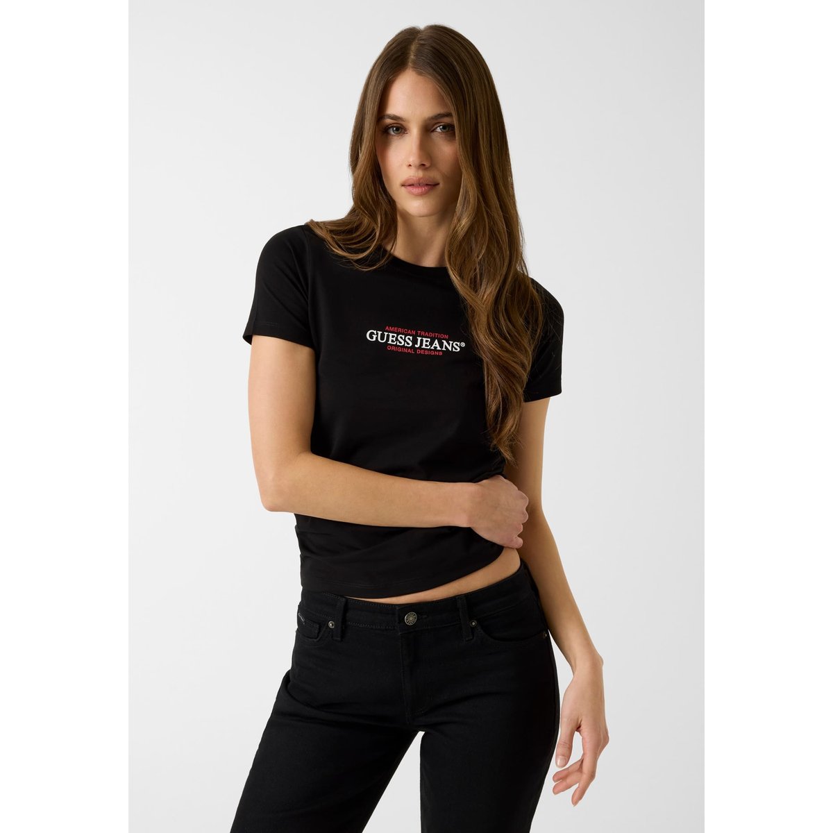 T-Shirt Slim American Tradition noir, GUESS JEANS