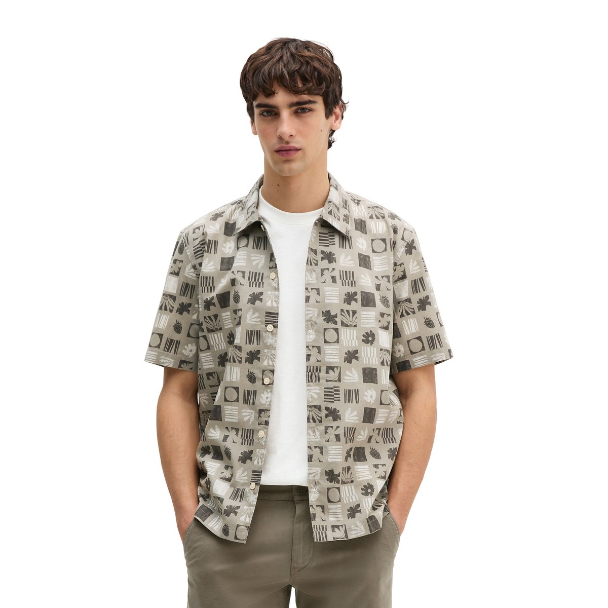 Chemise regular en popeline de coton bio marron, MARC O'POLO