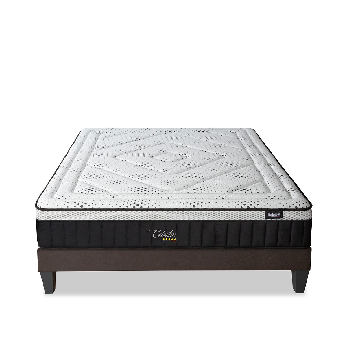 Ensemble Célestin 2.0 90x190 cm Matelas Mousse + Sommier Bois blanc, BELLECOUR