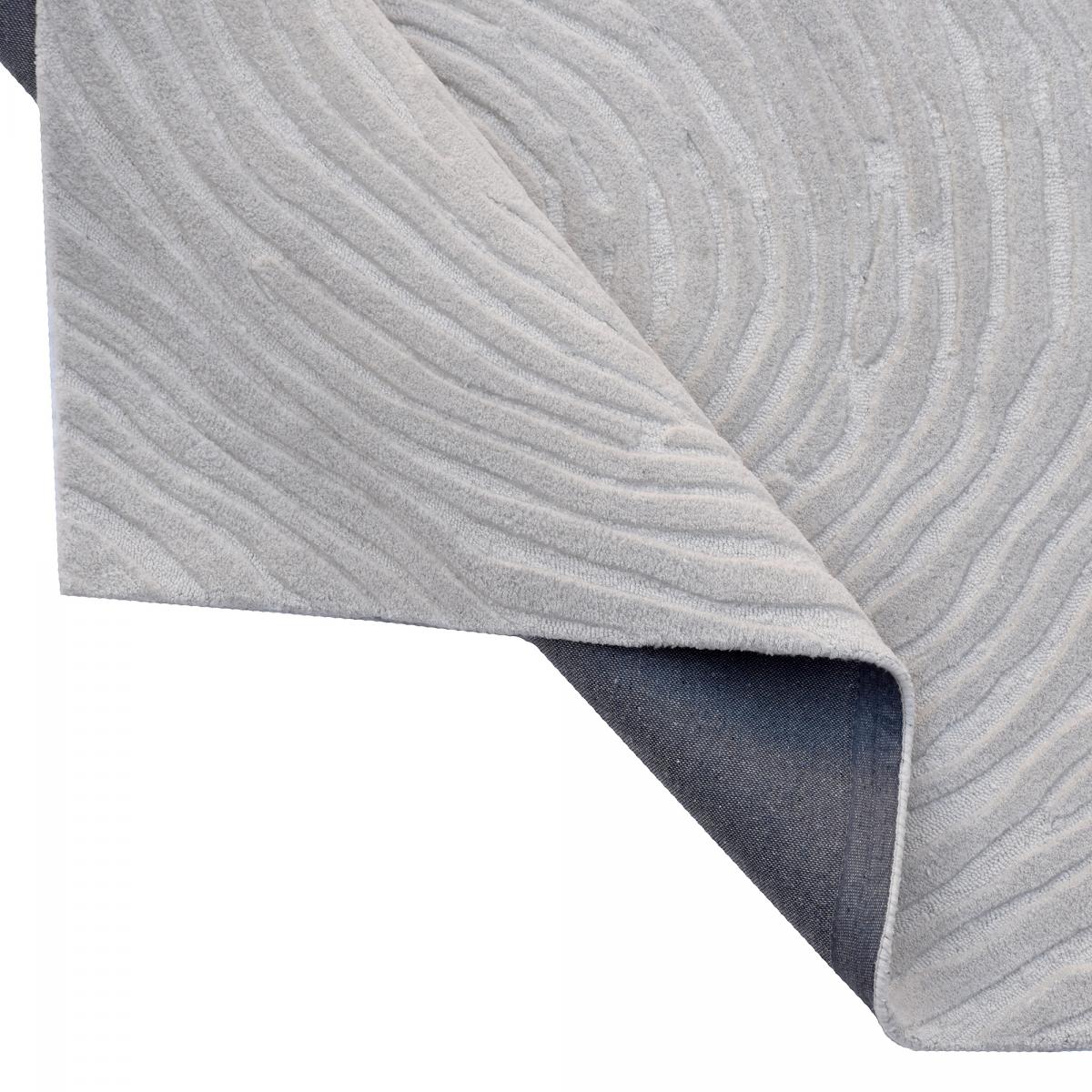 Tapis salon et chambre fait à la main en laine motif faux uni IZ écru, UN AMOUR DE TAPIS