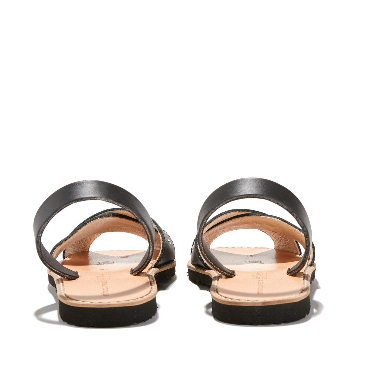 Sandales Plates Cuir De Vache Avarca Rock noir, MINORQUINES