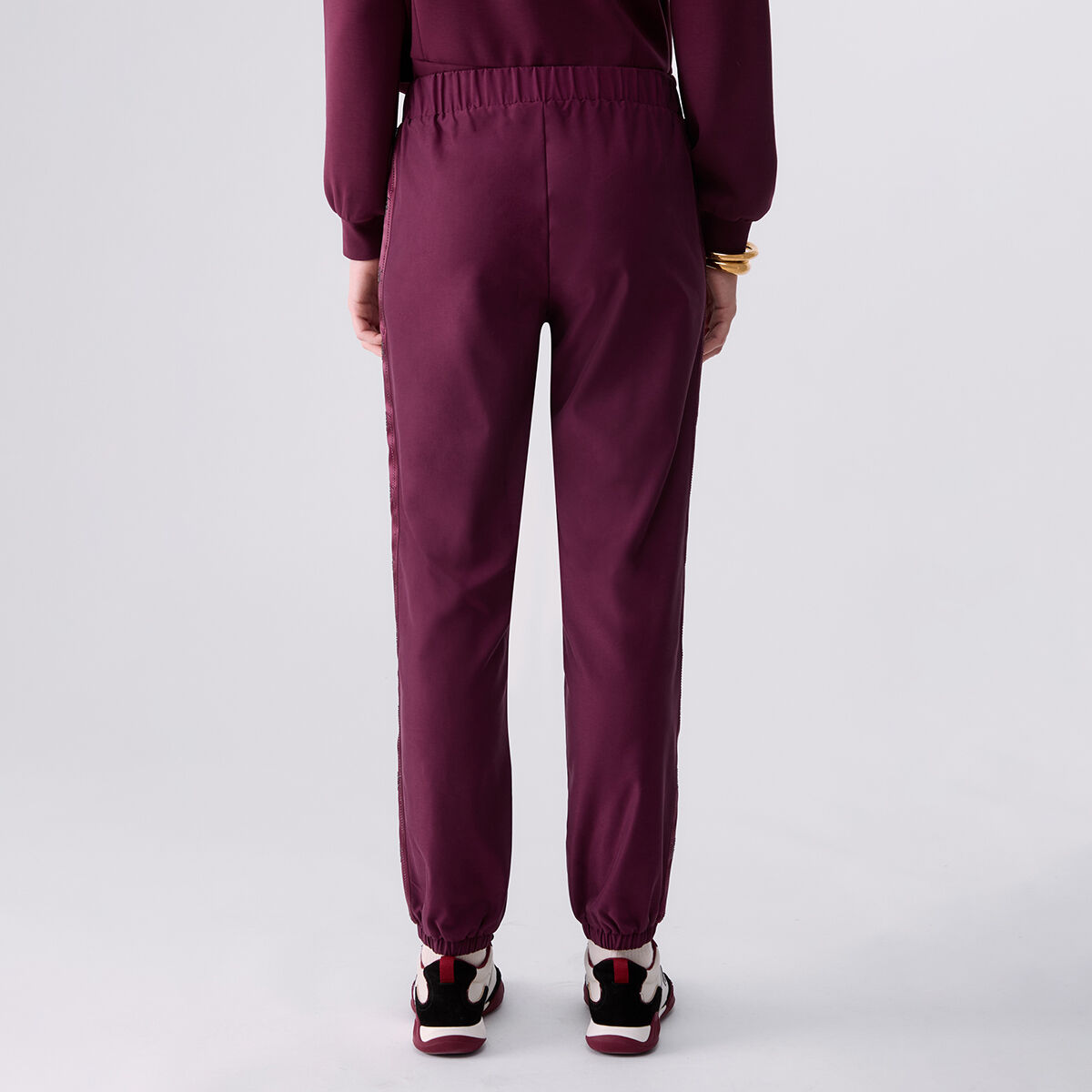 Pantalon de jogging avec bande logo aubergine, LIU JO