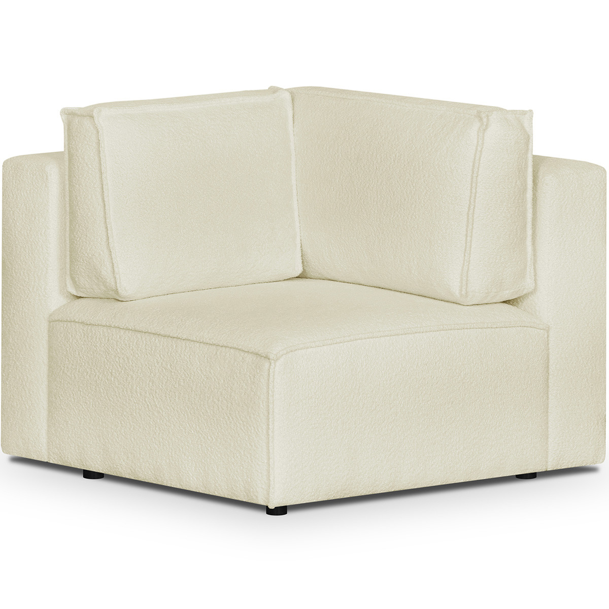 Canapé d'angle droit convertible 10+1 places en tissu bouclé - HARPER MOD ecru, HOMIFAB