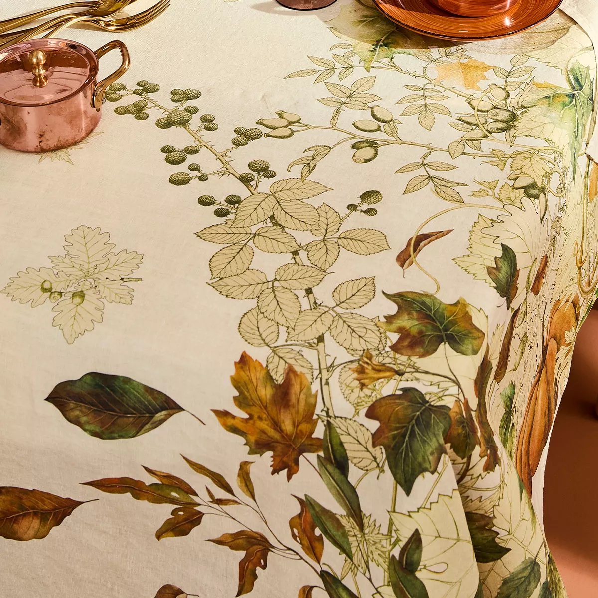 Nappe lin & coton lavé DELICES D'AUTOMNE potiron, GARNIER THIEBAUT