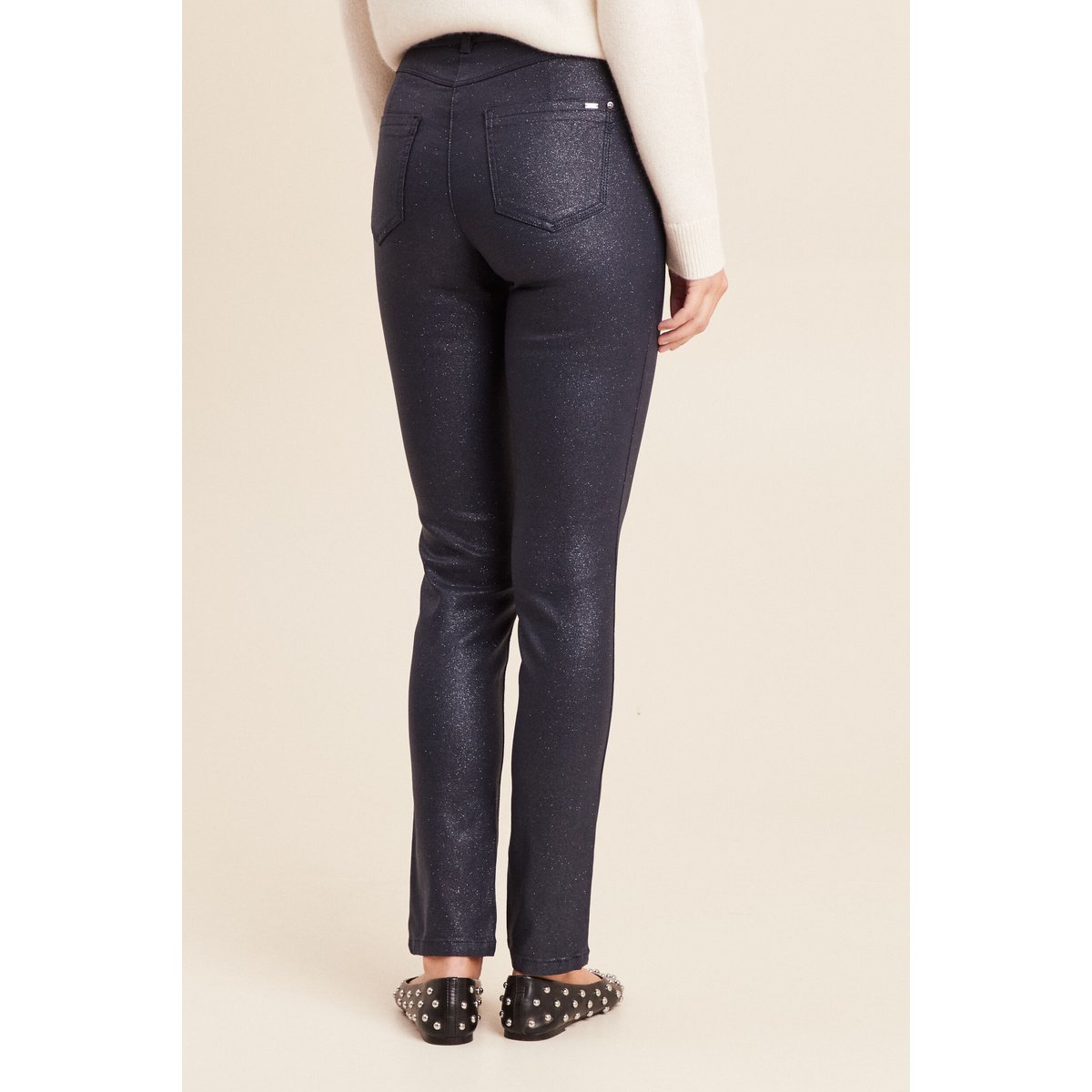 Pantalon irisé en similicuir bleu foncé, BREAL