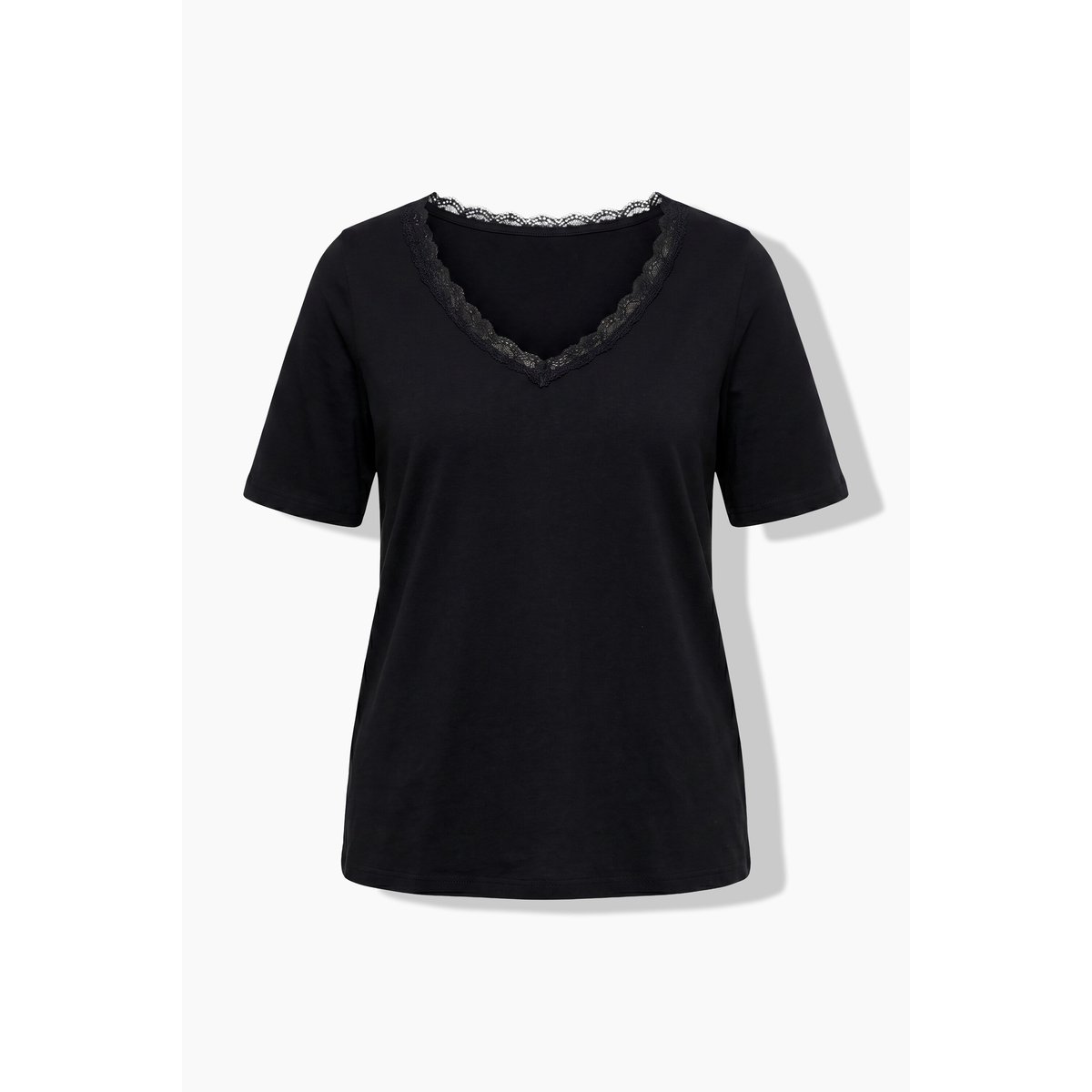 T-shirt avec dentelle noir, ULLA POPKEN
