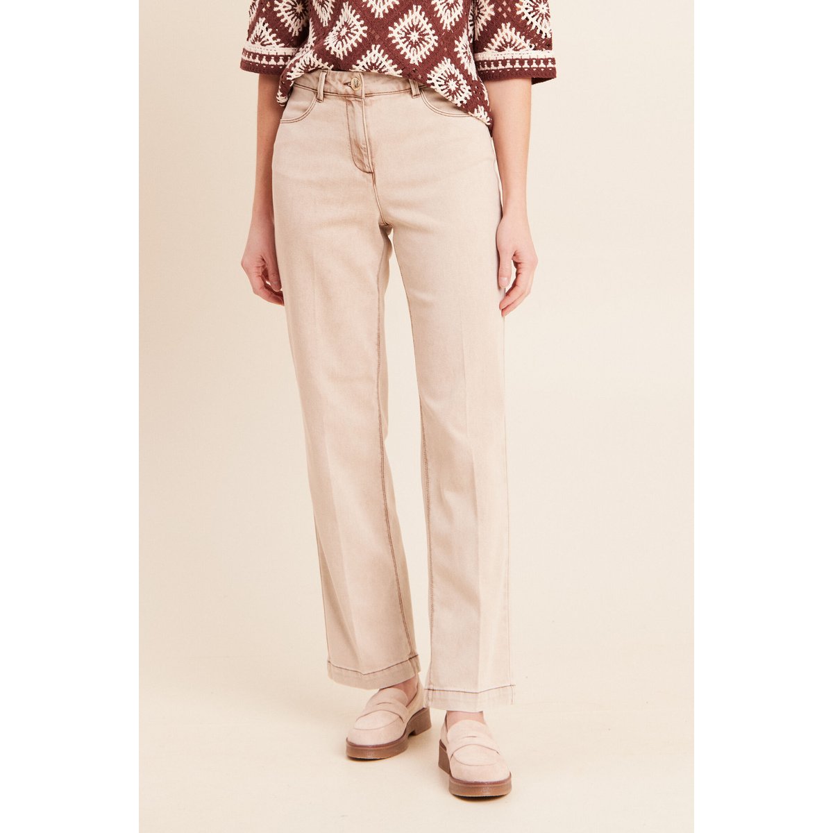 Jean coupe droite taille standard denim beige, BREAL