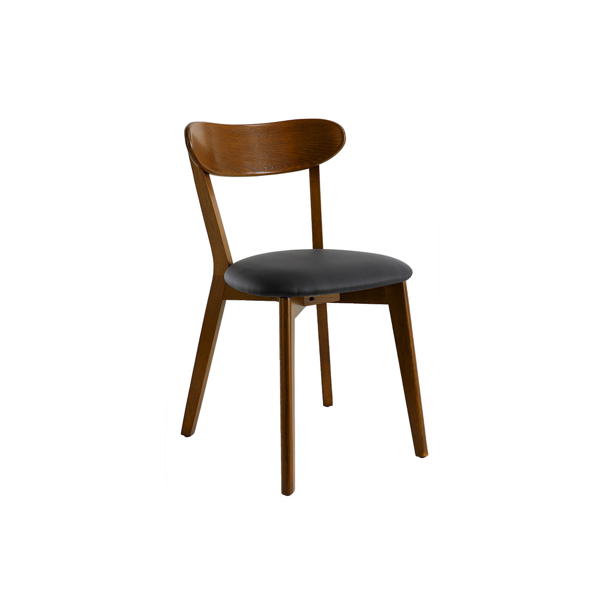 Chaises vintage en bois foncé et tissu effet velours texturé vert kaki (lot de 2) DOVE noyer, MILIBOO