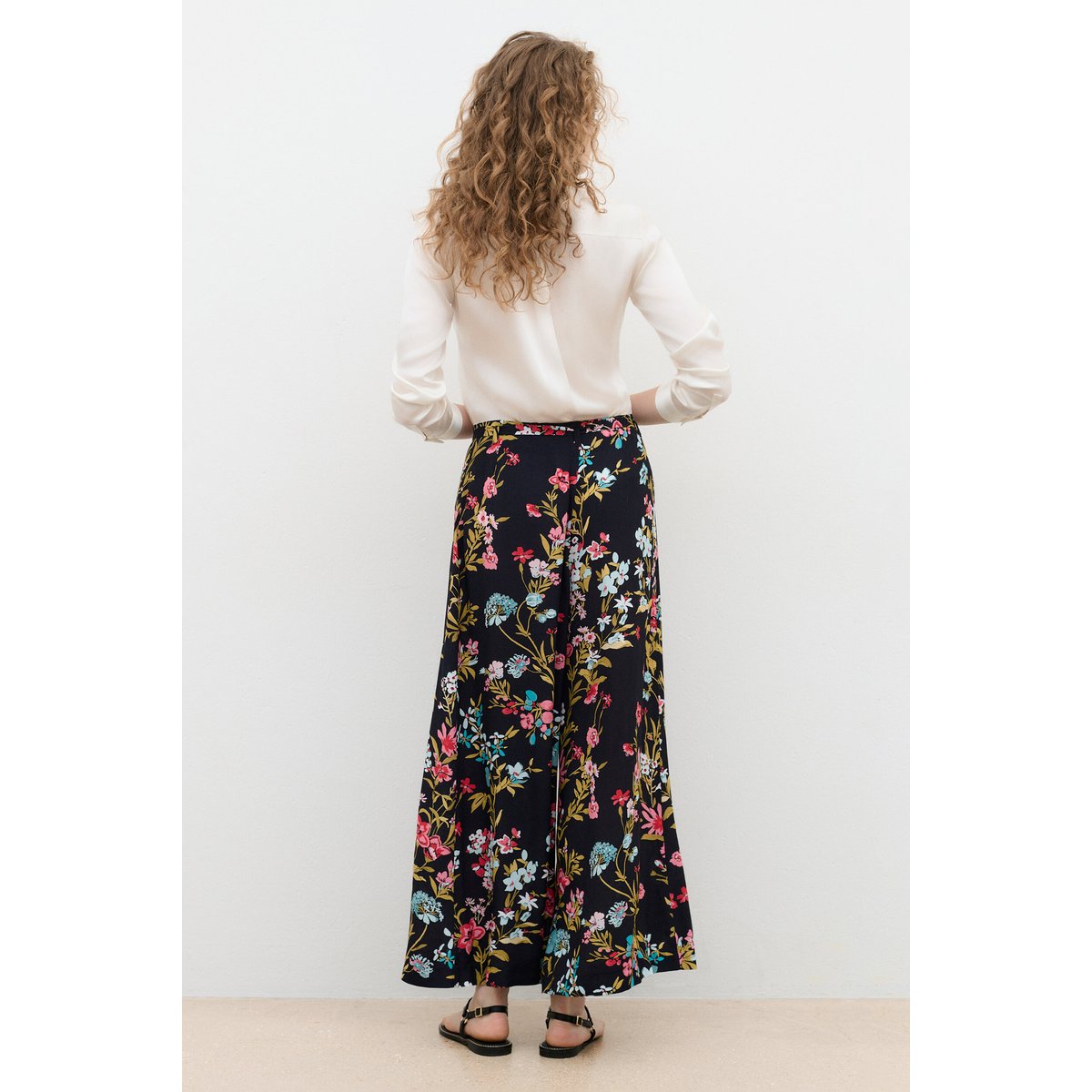 Pantalon large ceinturé PANTALON PINCEAU PRINT noir, CAROLL