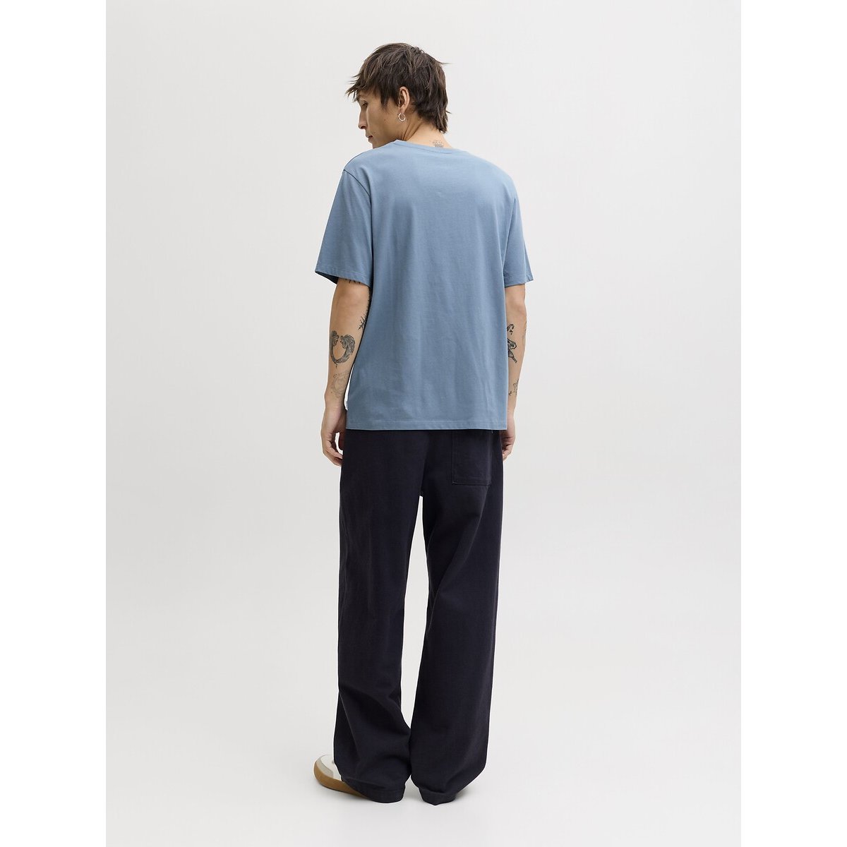 T-shirt col rond en coton bio bleu indigo, JACK & JONES