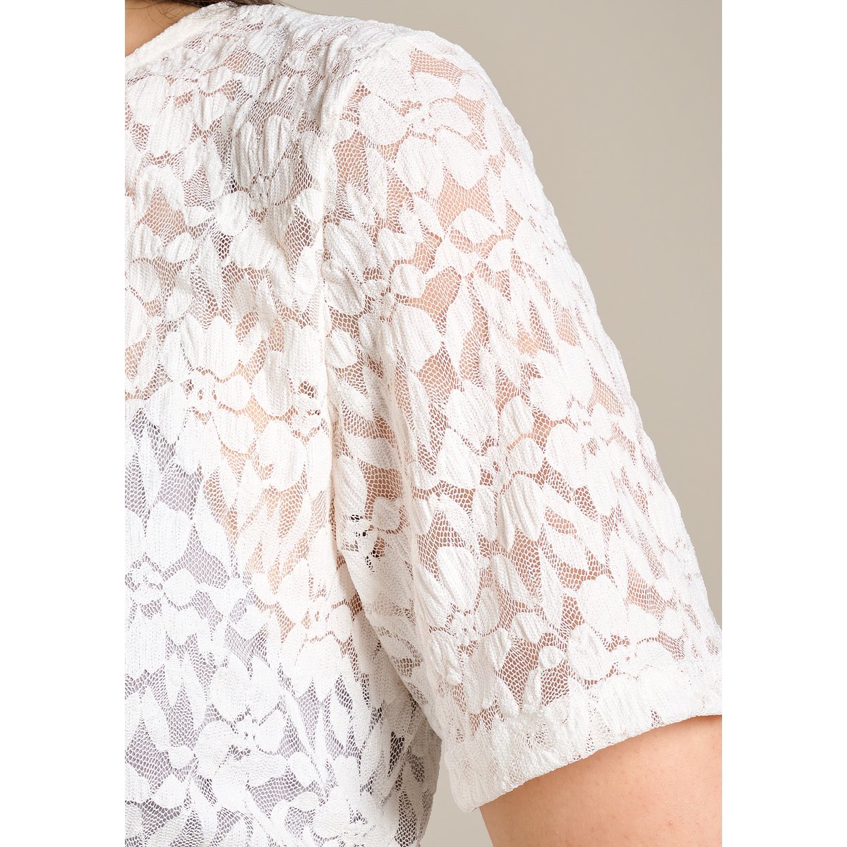 T-shirt texturé ajusté blanc, LOLALIZA