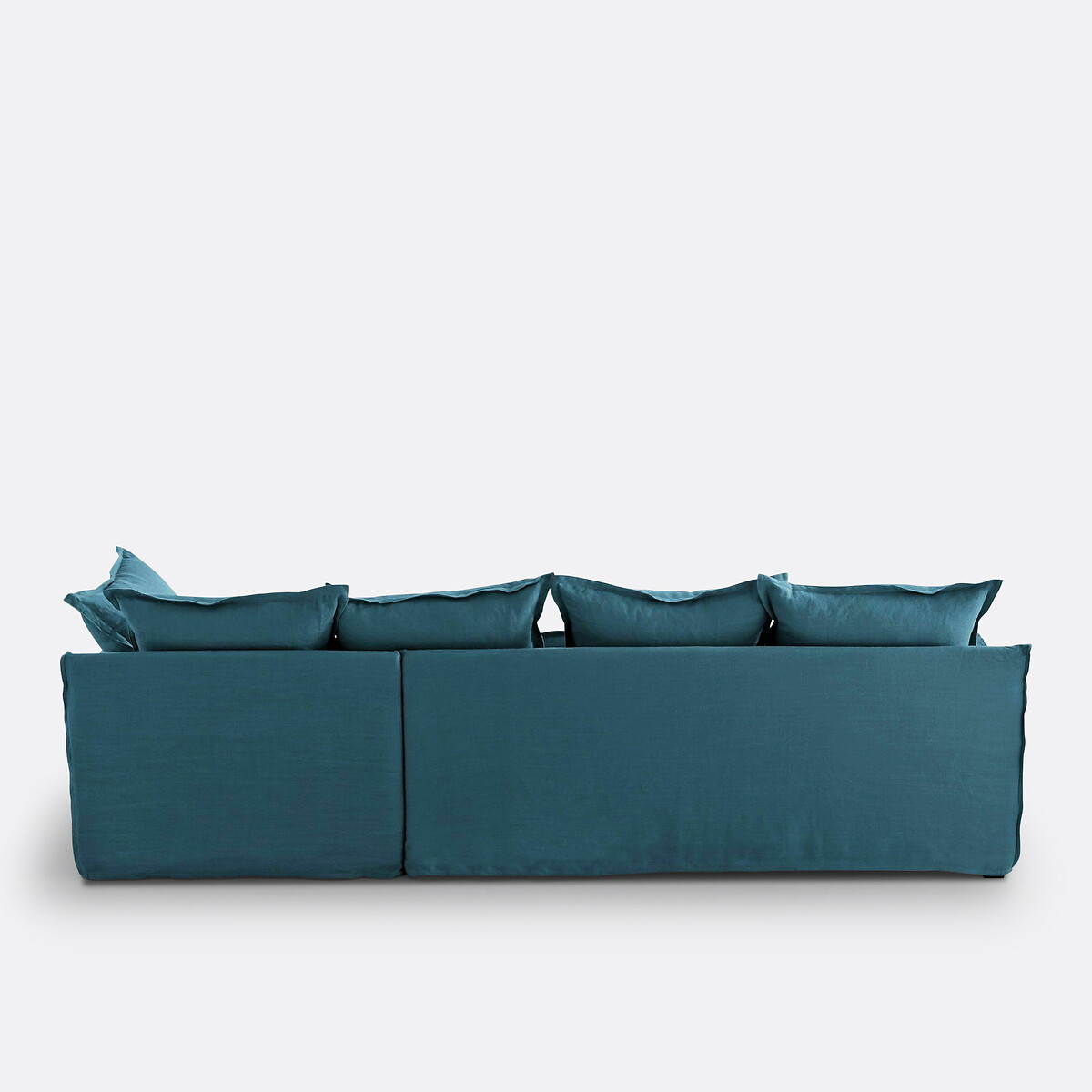 Housse de fauteuil, en lin froissé, ODNA bleu paon, LA REDOUTE INTERIEURS